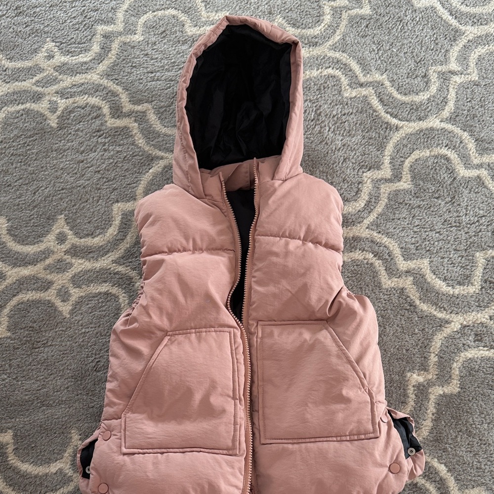 Pink Hooded Puffer Vest